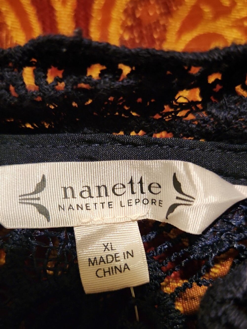NWT Nanette Lepore Lace Crochet Sleeveless Camisole, Dark Navy, XL - Picture 2 of 13